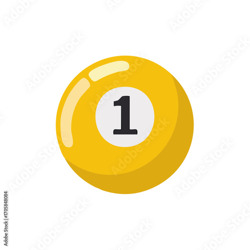 Yellow billiard ball number one for pool game vector illustration
