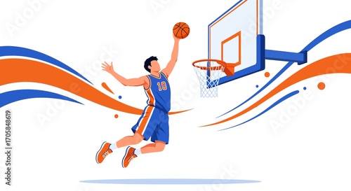 Basketball Player in Action, Preparing to Make the Shot on a White Background