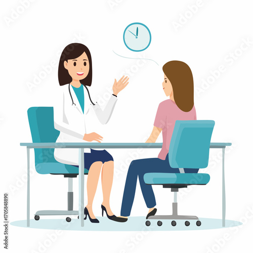 Ein Arzt in weißem Kittel spricht freundlich mit einem Patienten im Sprechzimmer.