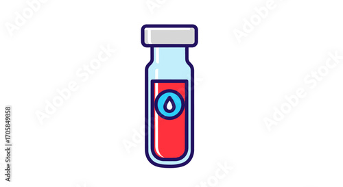 Colorful line art icon of a medical test tube filled with a red blood sample.