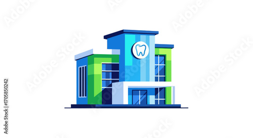 Modern Dental Clinic Building Illustration.