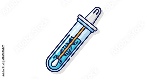 Cartoon Illustration of a DNA Sample Test Tube.