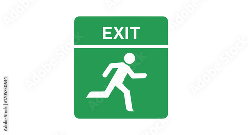 Green Exit Sign with Running Figure Icon.