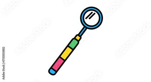 Colorful Dental Mouth Mirror with Circular Reflector.