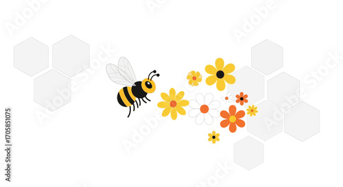 Bumbling Bee Collecting Pollen On Its Journey Through A Floral Paradise