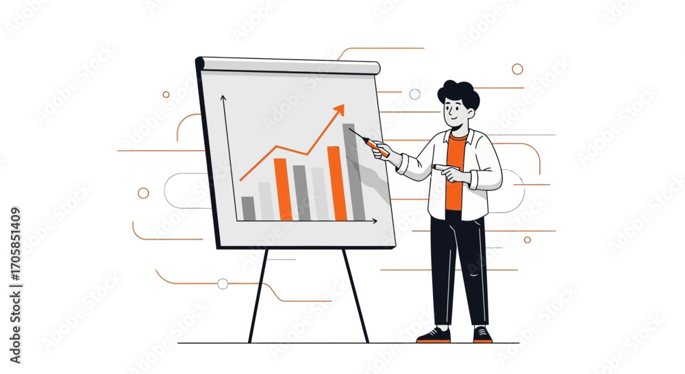 Fototapeta premium Business Presentation Analyzing Growth Charts Showing Positive Financial Performance