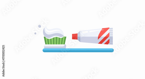 Cartoon Toothbrush with Toothpaste and Tube Illustration.