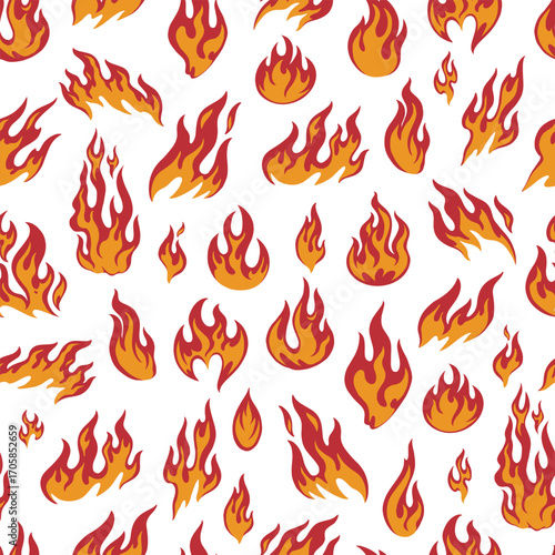 Patterns of vibrant fire flames in various shapes