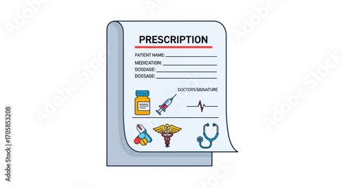 Medical Prescription with Icons for Treatment Plan.