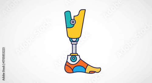 Colorful Cartoon Prosthetic Leg with Modern Design.