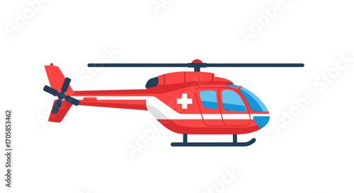 Red and White Medical Emergency Helicopter.