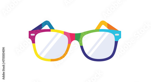 Colorful Rainbow Striped Eyeglasses with Clear Lenses.