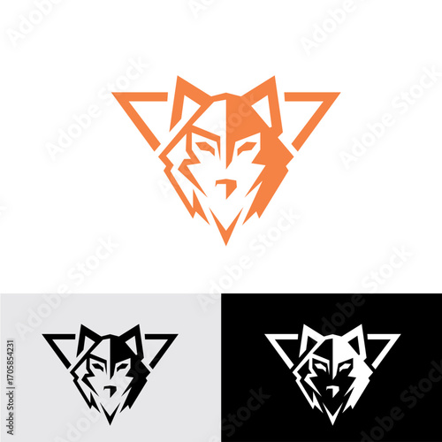 Fierce Wolf Head Logo
created with sharp, flowing lines that emphasize strength, intelligence, and determination. The symmetrical structure gives it a modern and professional appearance, while the wol