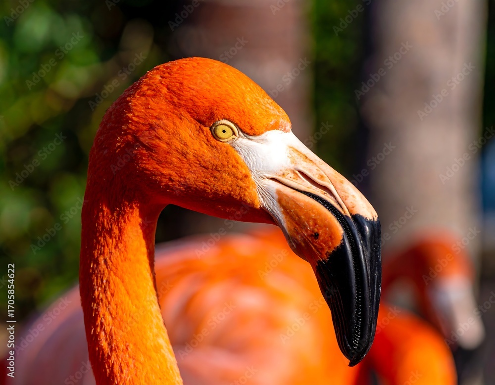 Fototapeta premium Close-up of a vibrant orange flamingo