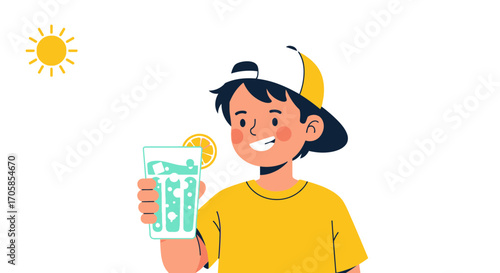 Cheerful Person Holding Glass Of Lemonade Under The Sunny Day