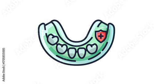 Mouthguard with Teeth Illustration Protective Dental Shield.