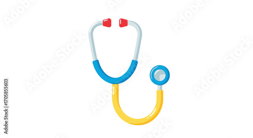 Colorful Toy Stethoscope with Red Blue and Yellow Accents.