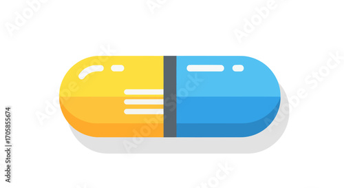 Two-toned Capsule Pill Colorful Medicine.