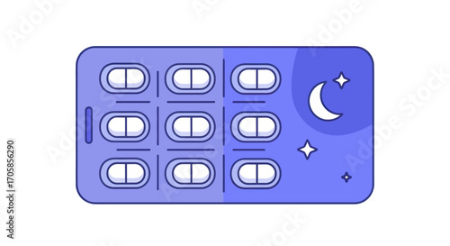 Blister Pack of Sleeping Pills with Moon and Stars Design.