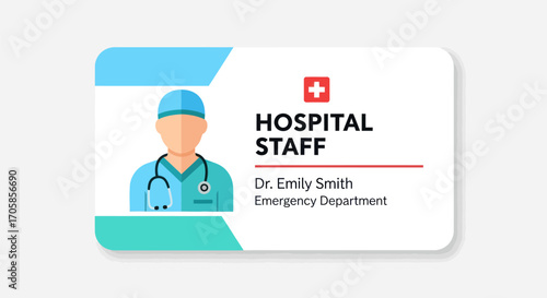 Hospital Staff Identification Card with Doctors Photo and Details.