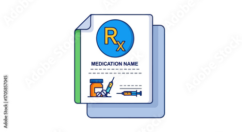 Medical Prescription Form with Medication Icons.