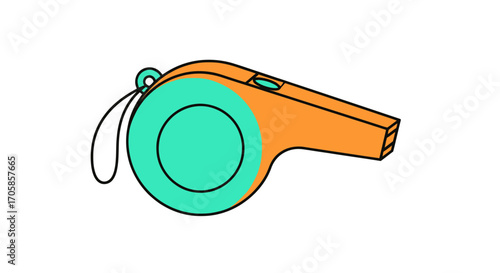 Orange and Teal Whistle with Lanyard.