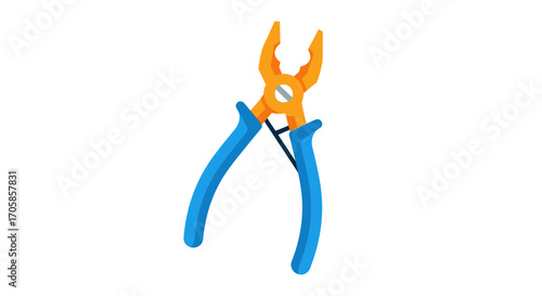 Blue and Orange Plastic Toy Pliers for Childrens Play.