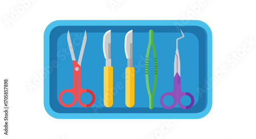 Colorful Surgical Instruments Tray Set.