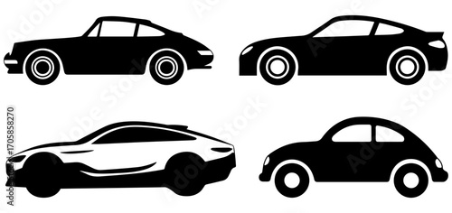 car silhouettes vector illustration classic and modern vehicle icons isolated on white background transportation design set