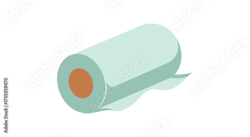 Rolled Paper Towel Icon in Light Teal and Orange.
