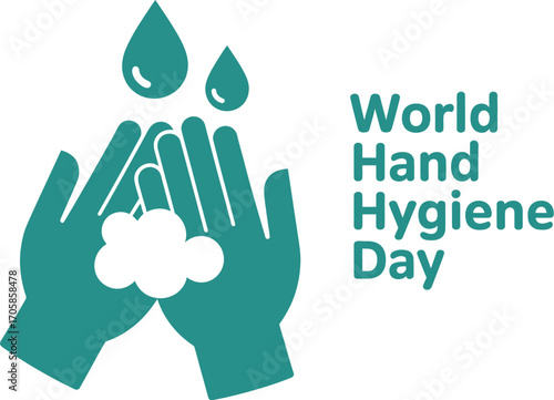 Clean hands with soap bubbles and water drops, promoting hand hygiene and health awareness.