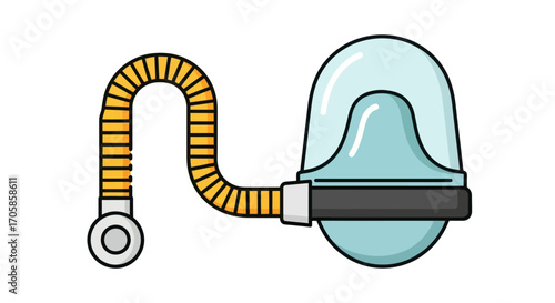 Illustration of a blue hyperbaric oxygen therapy chamber with yellow hose.
