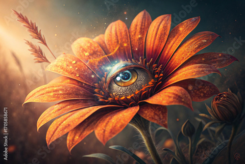 abstract background with orange flowers