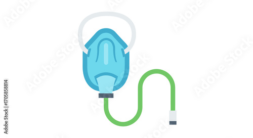 Medical Oxygen Mask with Green Tubing.