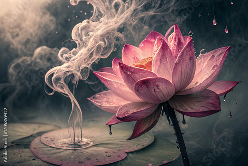 pink flower in the morning