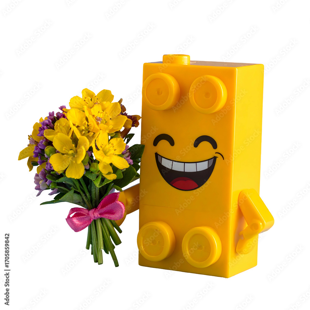 Fototapeta premium Lego figure holding flowers