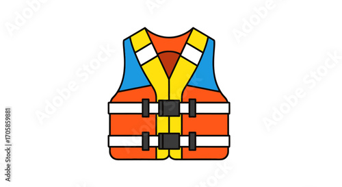 Cartoon Illustration of Orange and Yellow Life Vest.