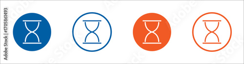 Hourglass icon for time, countdown, study, alarm. Outline and solid vector icon. Eps10 file.