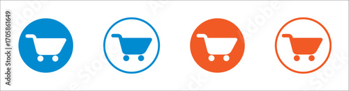Shopping cart icon for online shopping, ecommerce, store. Vector outline and solid icon. Eps10 file.
