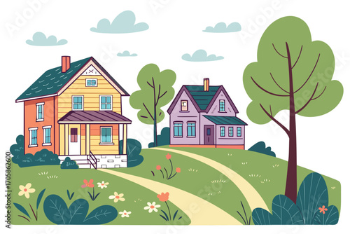 vector illustration of a village