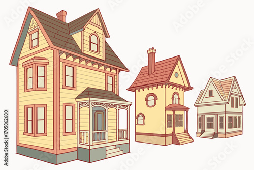 Wallpaper Mural vector illustration of old houses Torontodigital.ca