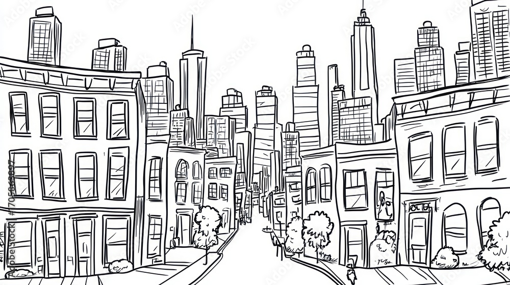 Obraz premium Cityscape line drawing