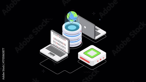 Wallpaper Mural Hosting via Cloud Infrastructure Isometric Animation Alpha Channel Torontodigital.ca