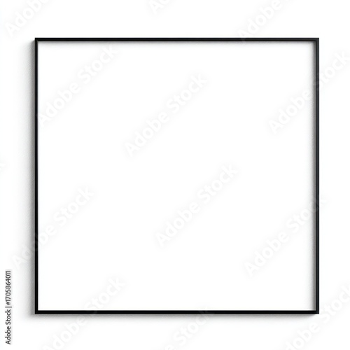 Simple black frame with a large white space. Minimalist, modern, and ready for art, photography, or text. Isolated on a white background