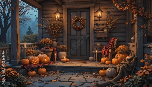 Autumn Porch Scene