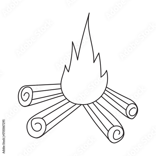 Bonfire doodle illustration in vector