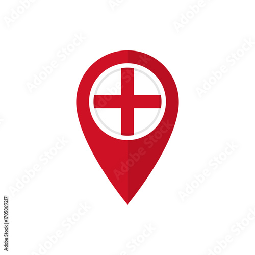 Location pin with flag of England. Map marker with English flag