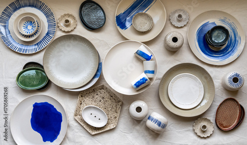 Selection of handmade ceramic tableware