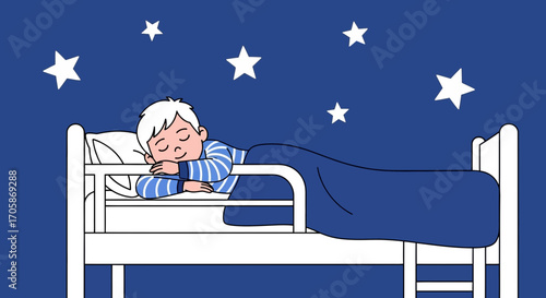 Child Resting Peacefully At Night Under A Warm Blanket, Serene And Calm Moments, Simple