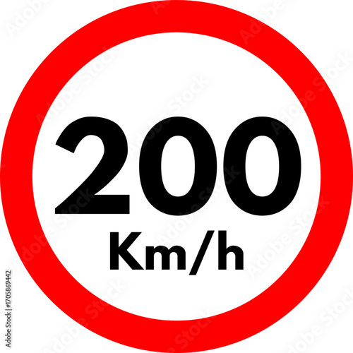 Speed Limit 200 km Sign